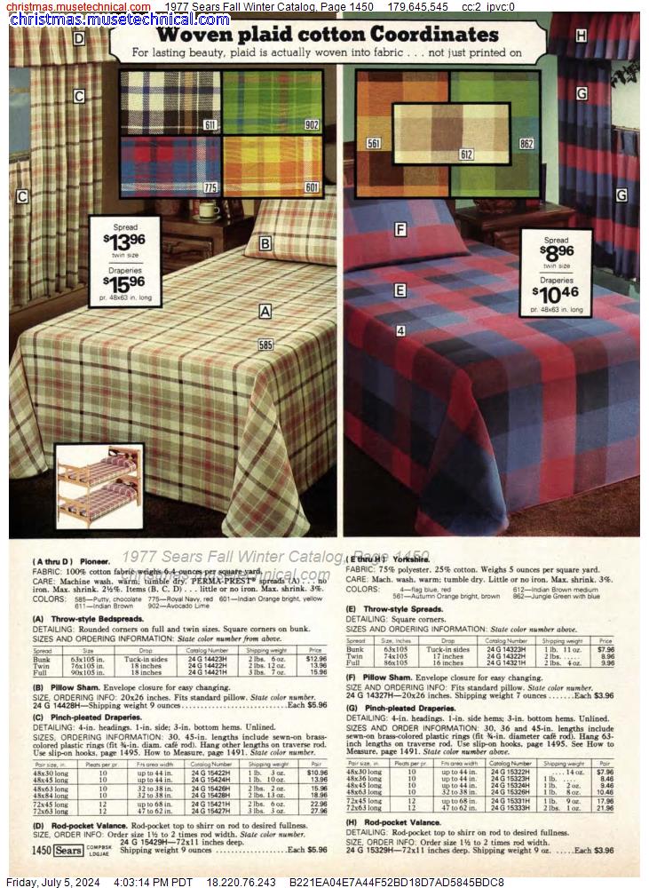 1977 Sears Fall Winter Catalog, Page 1450