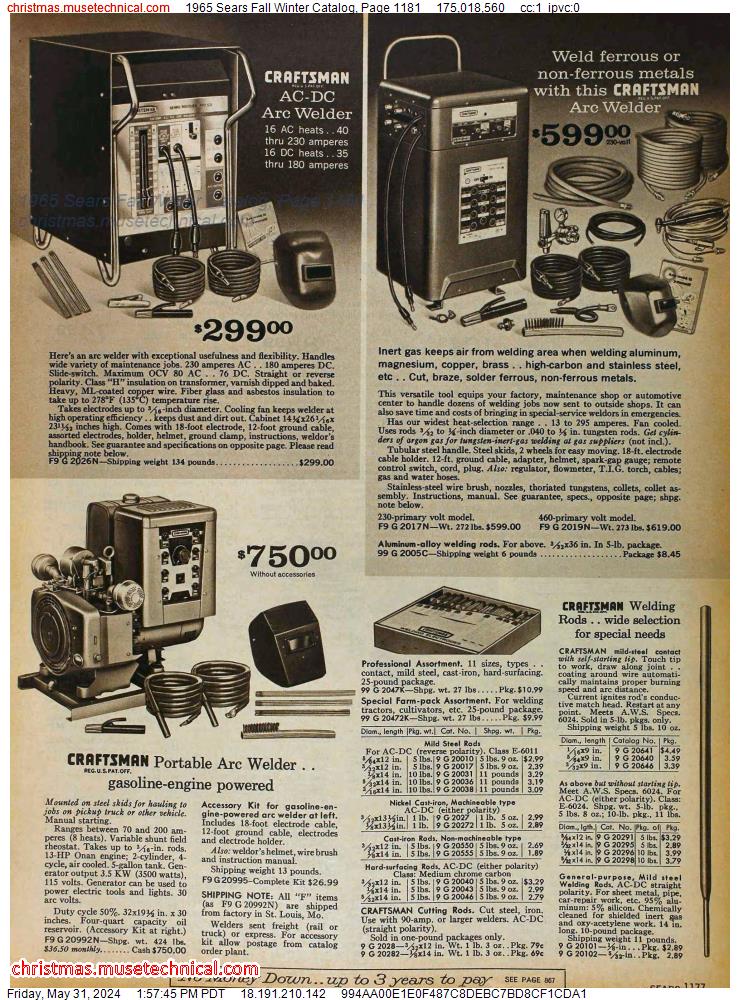 1965 Sears Fall Winter Catalog, Page 1181