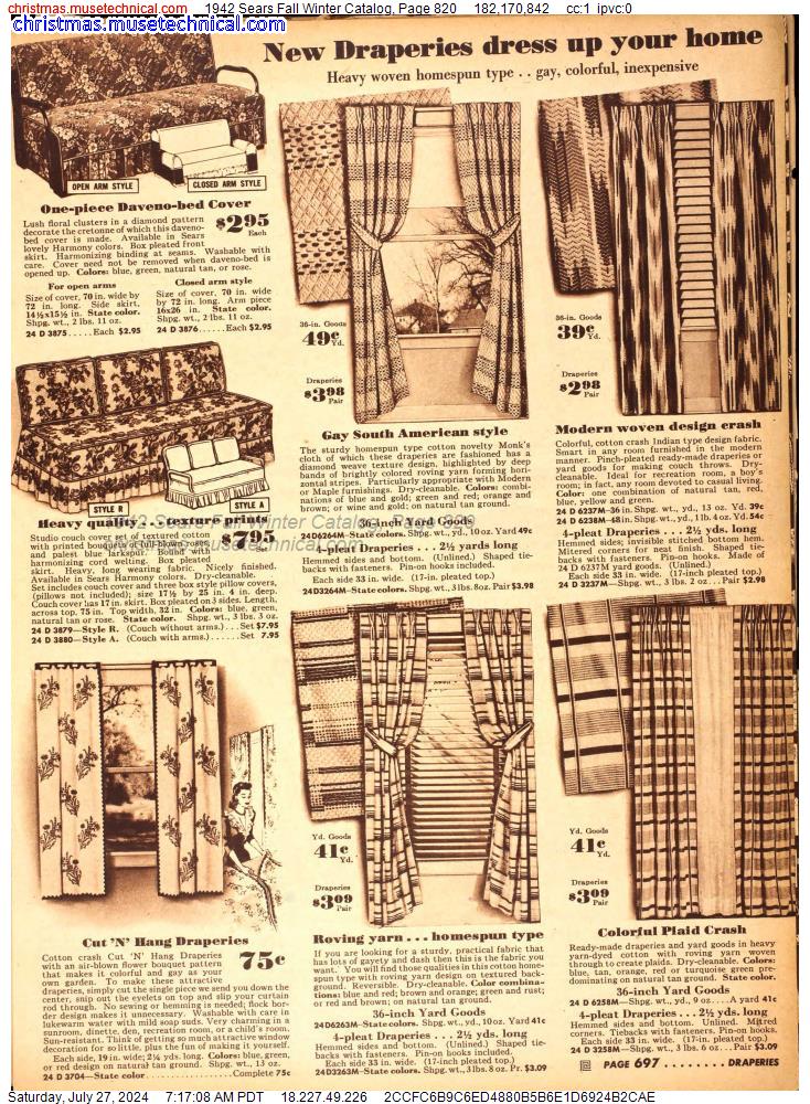 1942 Sears Fall Winter Catalog, Page 820
