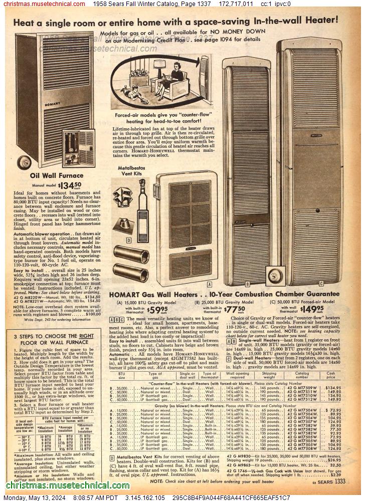 1958 Sears Fall Winter Catalog, Page 1337