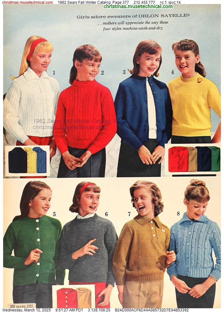 1962 Sears Fall Winter Catalog, Page 377