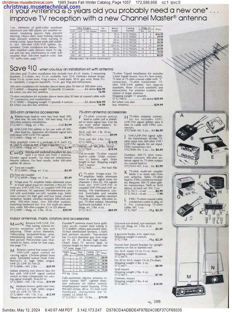 1985 Sears Fall Winter Catalog, Page 1057