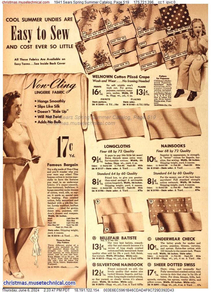 1941 Sears Spring Summer Catalog, Page 519