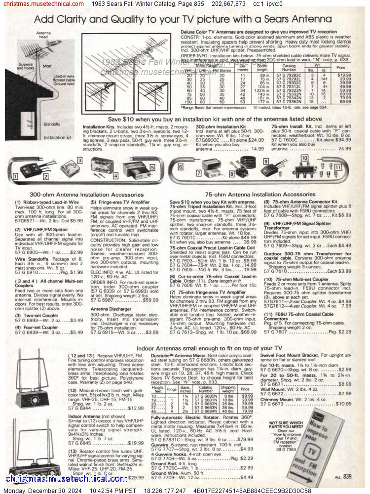 1983 Sears Fall Winter Catalog, Page 835