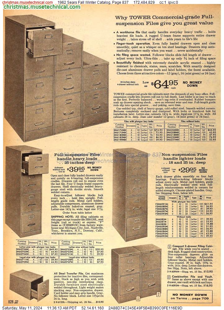 1962 Sears Fall Winter Catalog, Page 837
