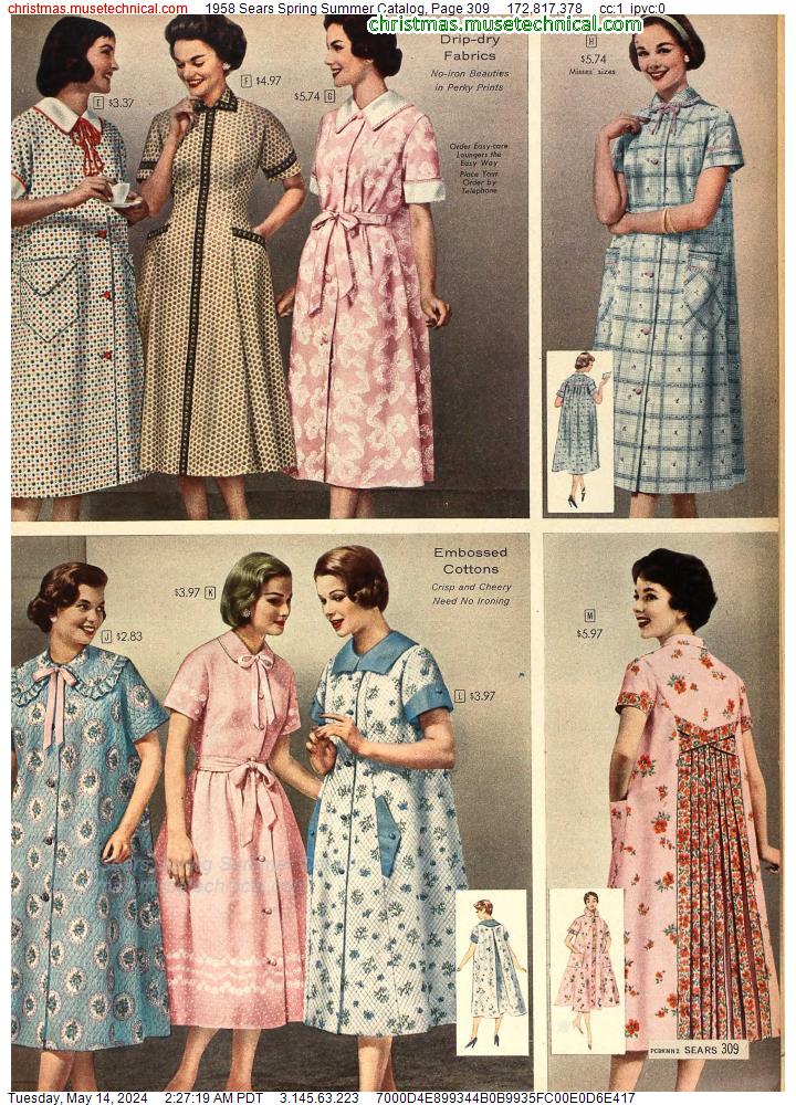 1958 Sears Spring Summer Catalog, Page 309