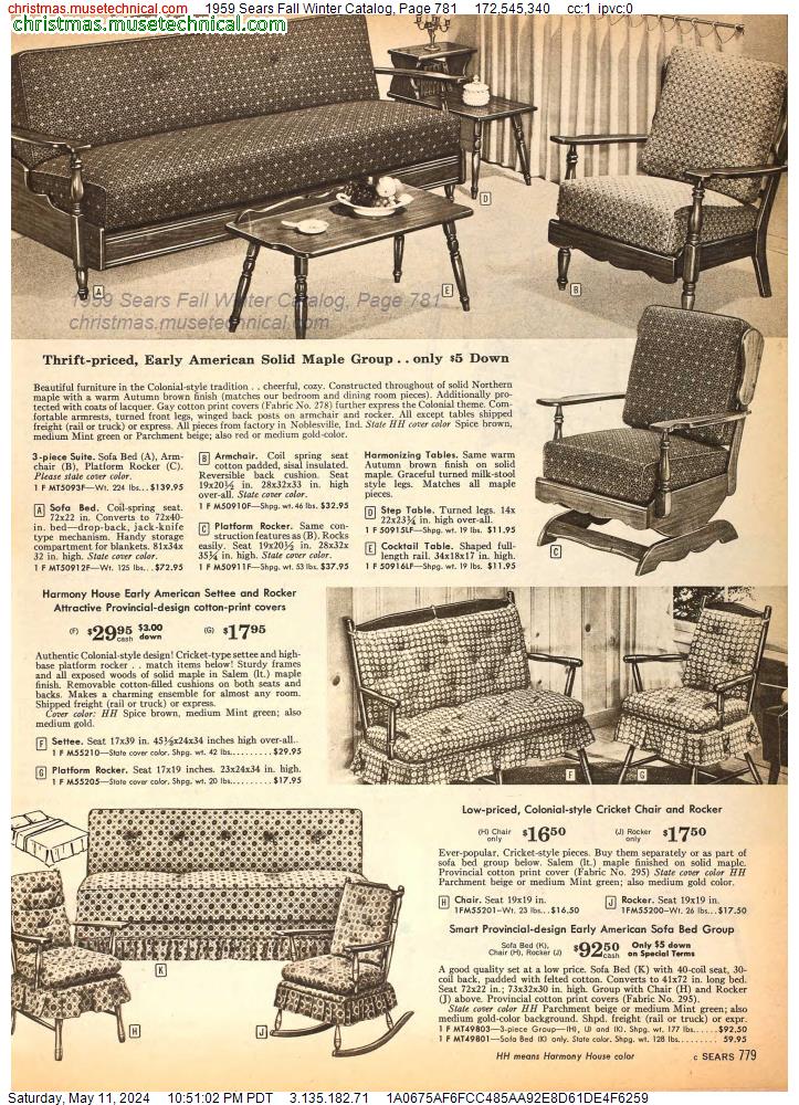 1959 Sears Fall Winter Catalog, Page 781