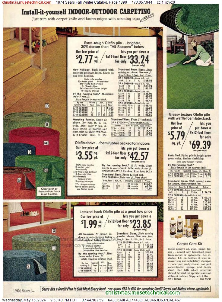 1974 Sears Fall Winter Catalog, Page 1390