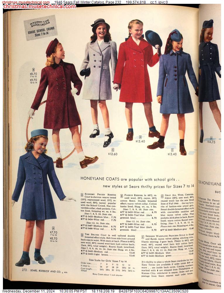 1946 Sears Fall Winter Catalog, Page 232