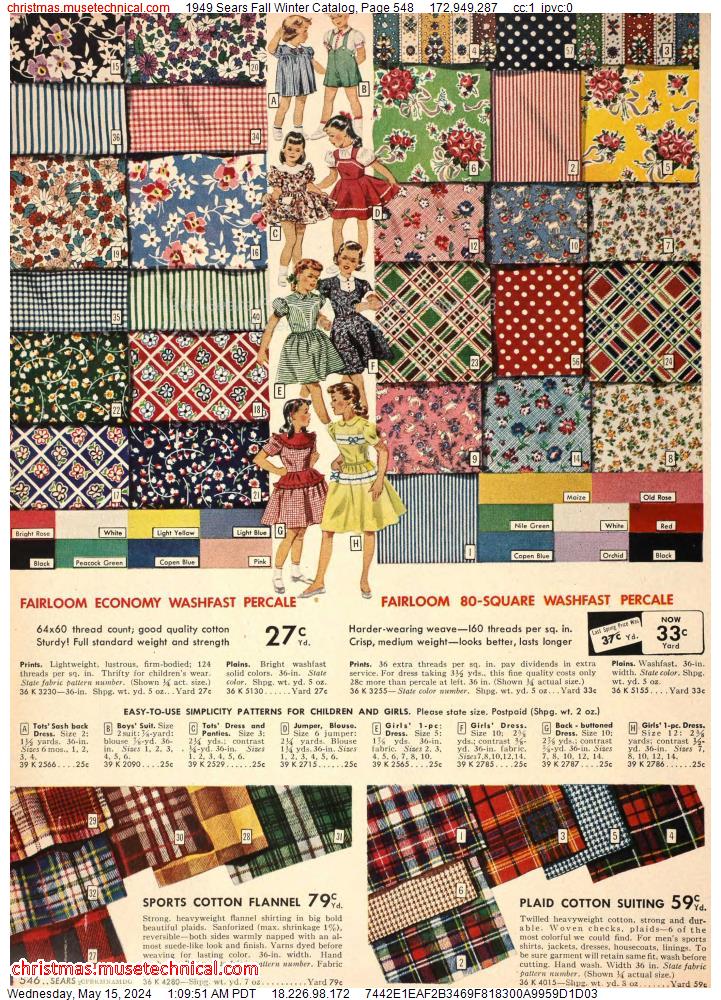 1949 Sears Fall Winter Catalog, Page 548