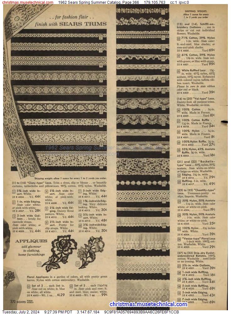1962 Sears Spring Summer Catalog, Page 366