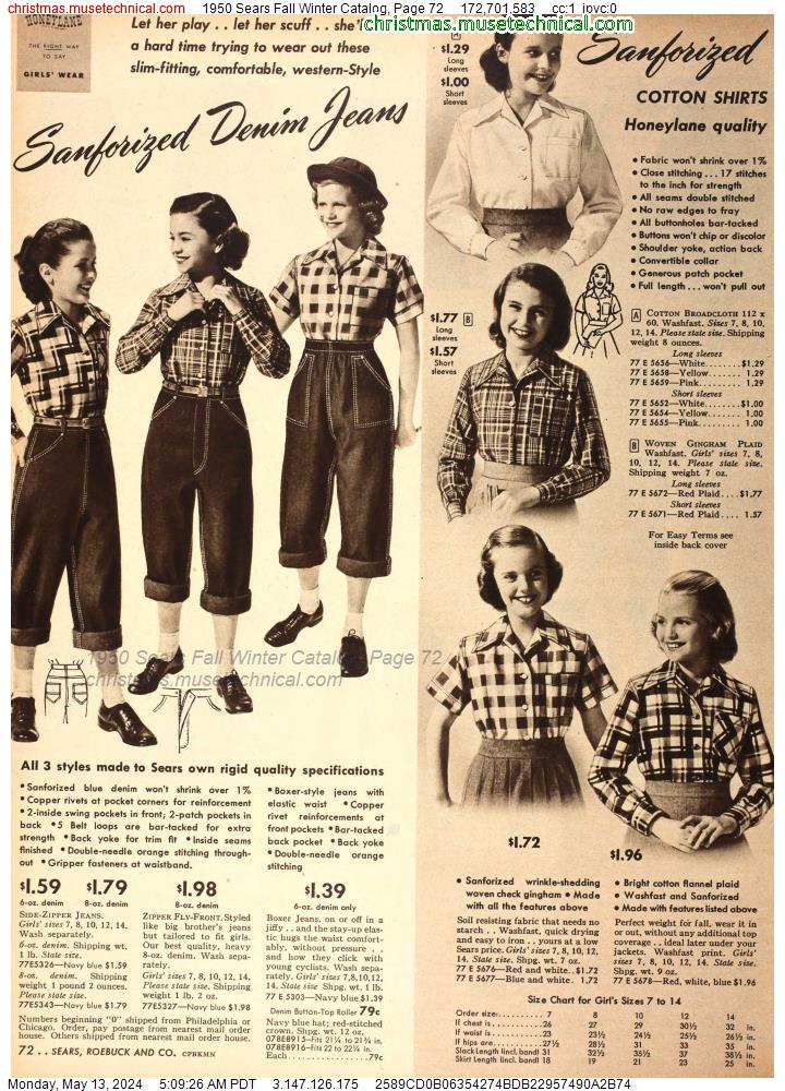 1950 Sears Fall Winter Catalog, Page 72