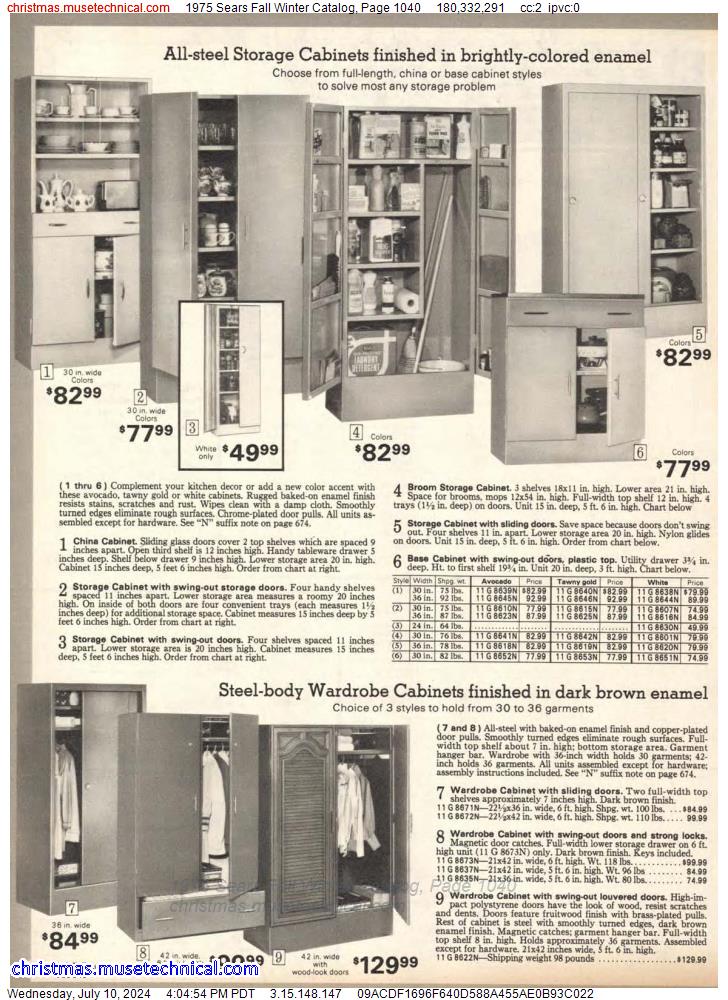 1975 Sears Fall Winter Catalog, Page 1040