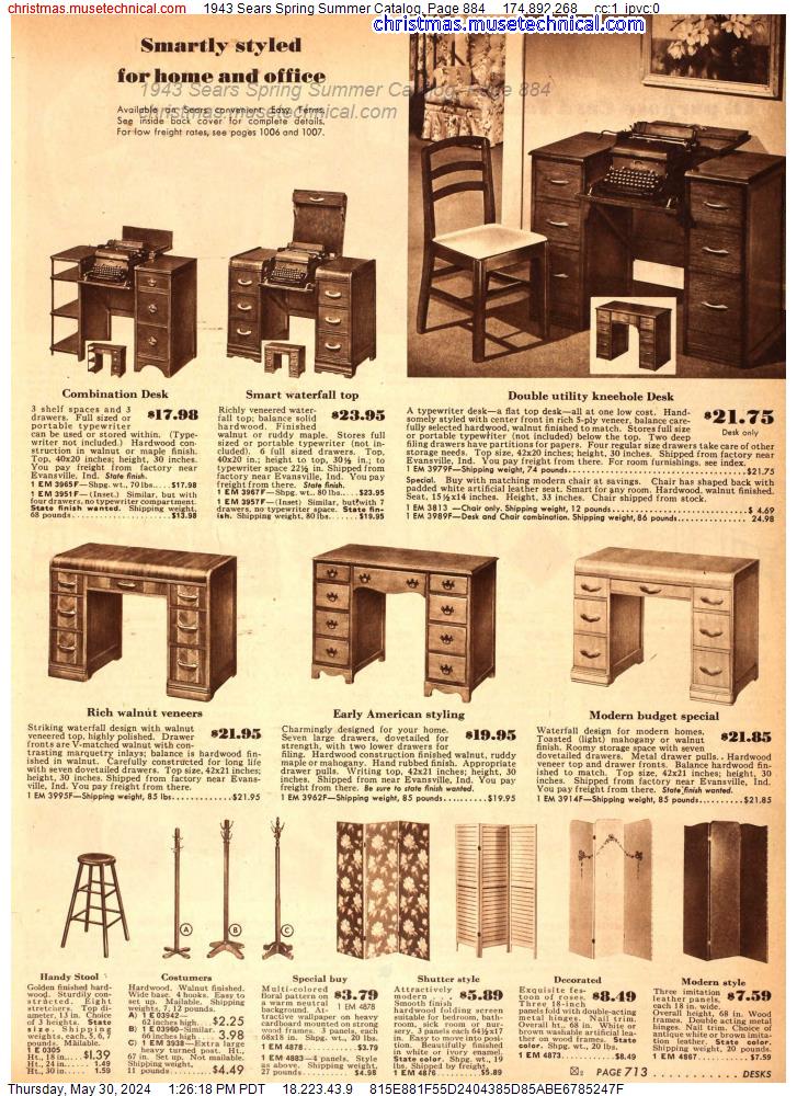 1943 Sears Spring Summer Catalog, Page 884