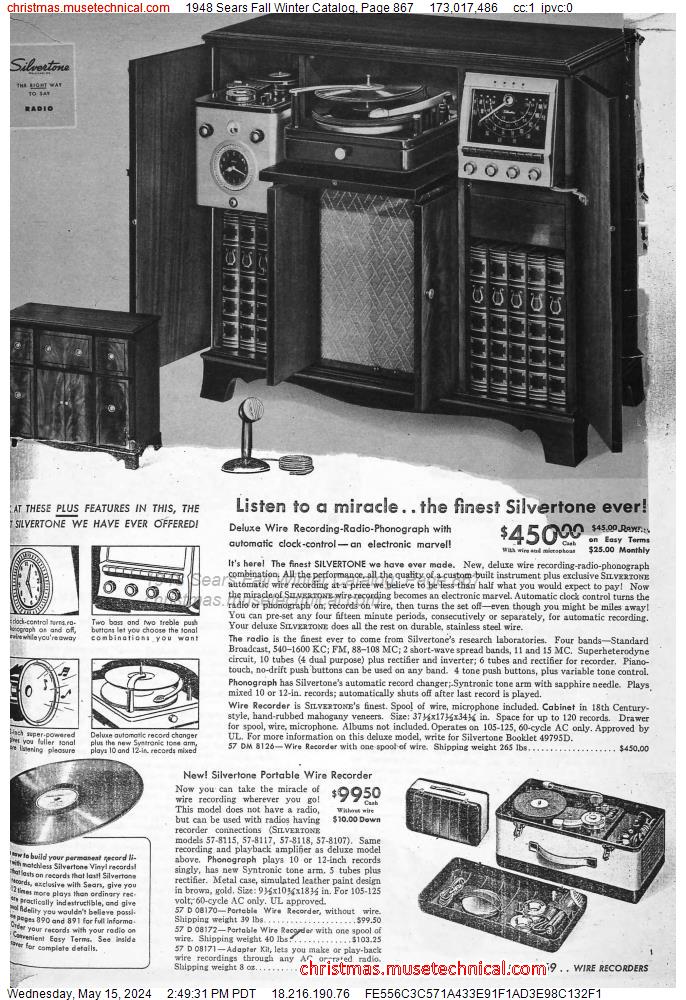 1948 Sears Fall Winter Catalog, Page 867