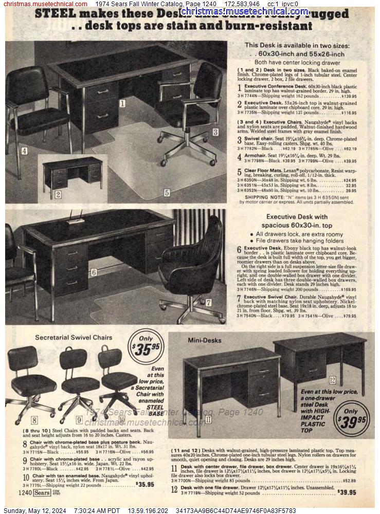 1974 Sears Fall Winter Catalog, Page 1240