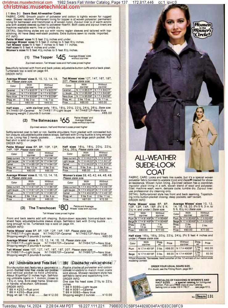 1982 Sears Fall Winter Catalog, Page 137