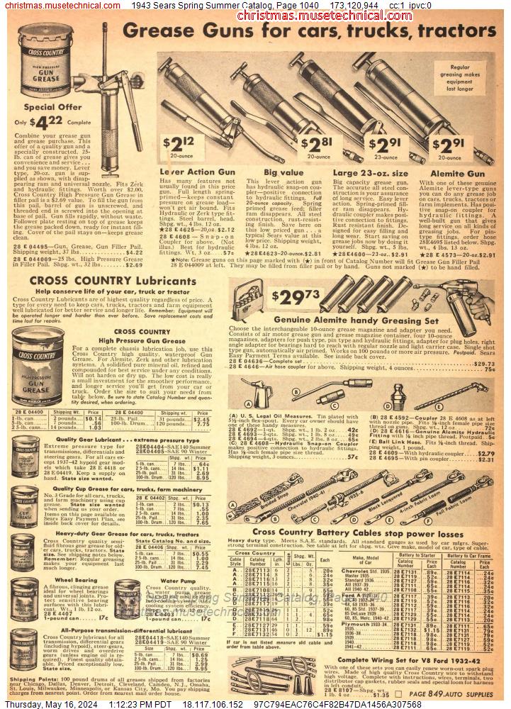 1943 Sears Spring Summer Catalog, Page 1040