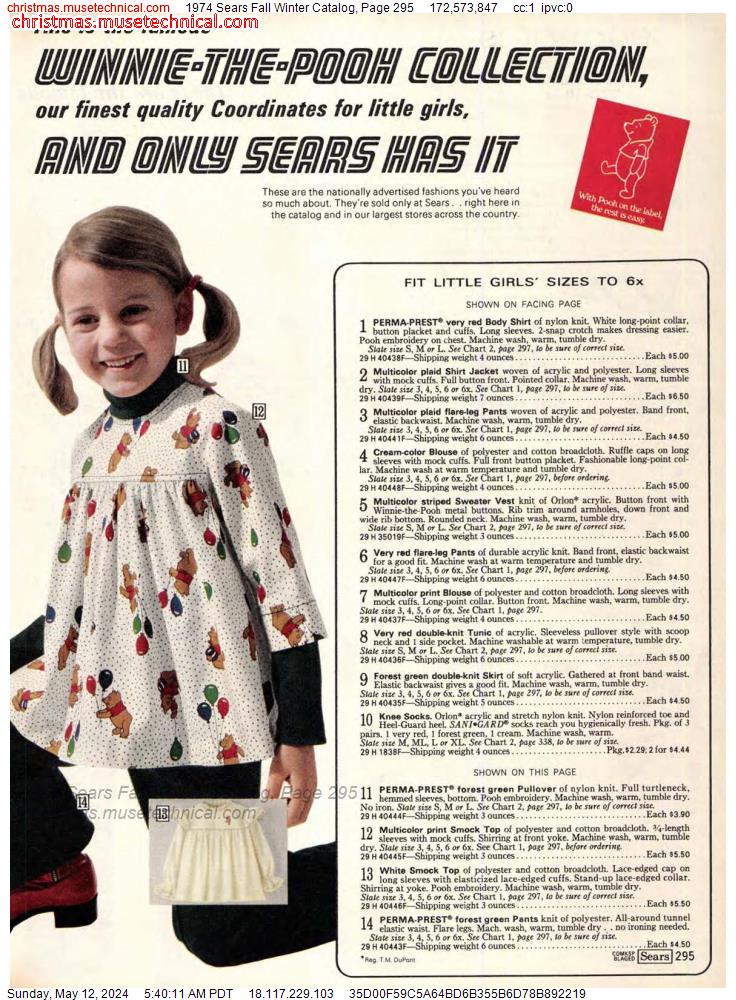 1974 Sears Fall Winter Catalog, Page 295