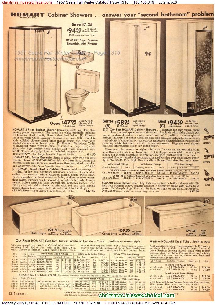1957 Sears Fall Winter Catalog, Page 1316