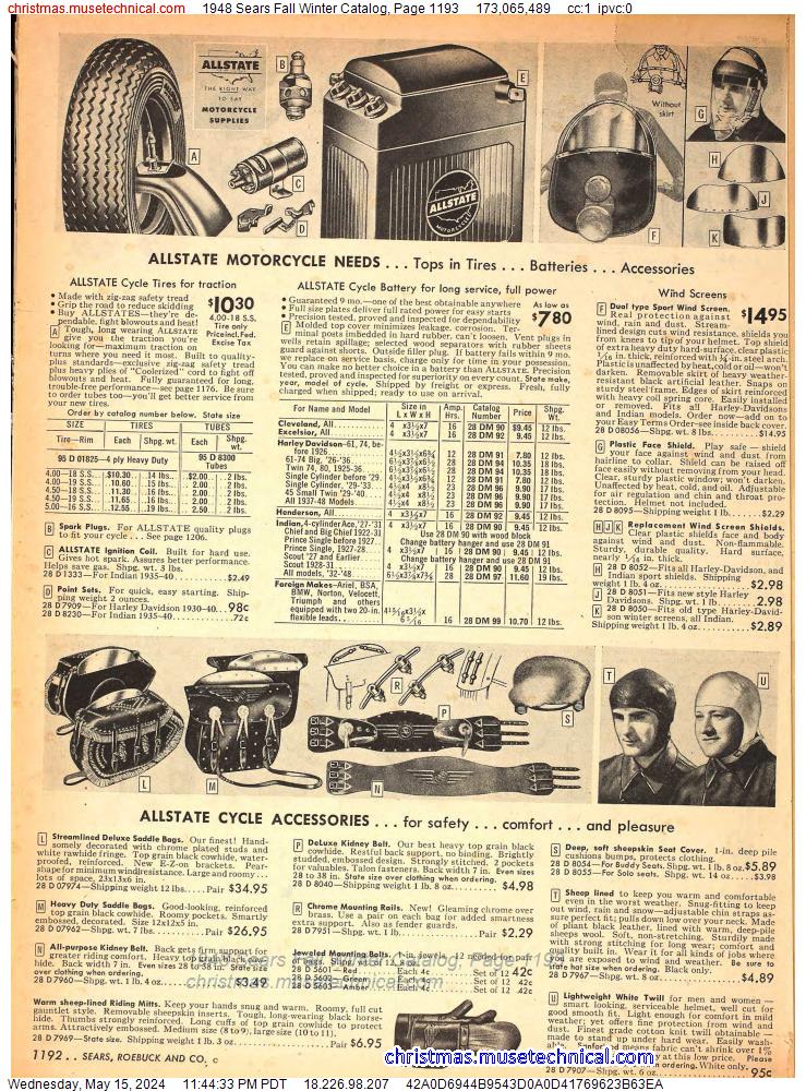 1948 Sears Fall Winter Catalog, Page 1193