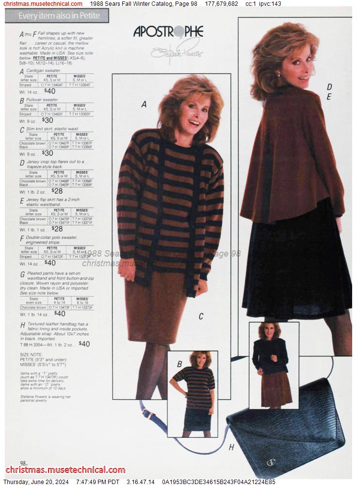 1988 Sears Fall Winter Catalog, Page 98