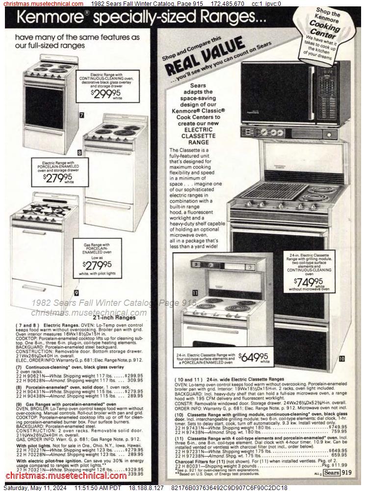 1982 Sears Fall Winter Catalog, Page 915