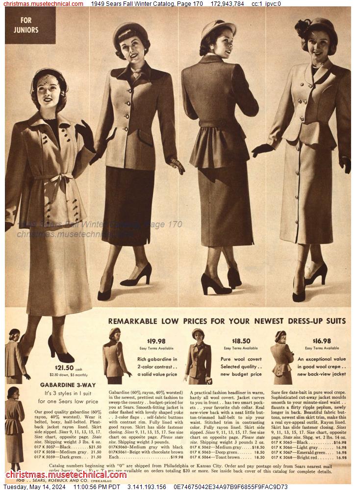 1949 Sears Fall Winter Catalog, Page 170