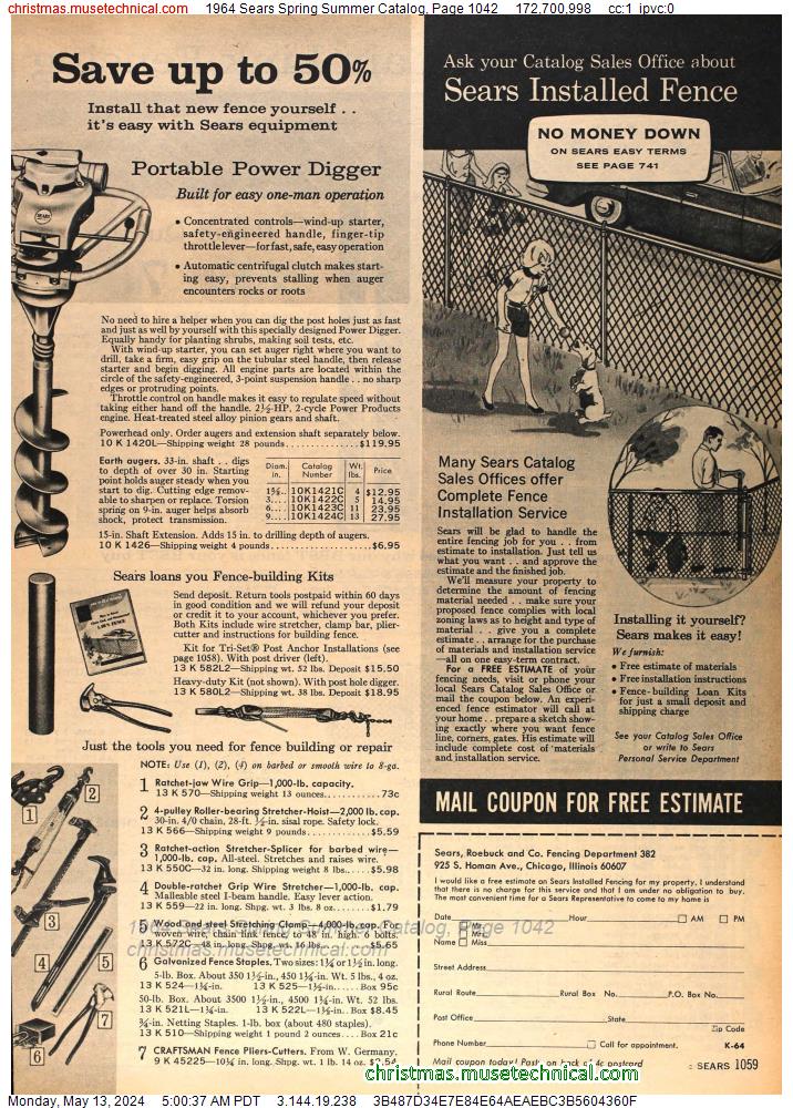 1964 Sears Spring Summer Catalog, Page 1042
