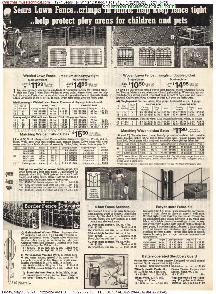 1974 Sears Fall Winter Catalog, Page 810