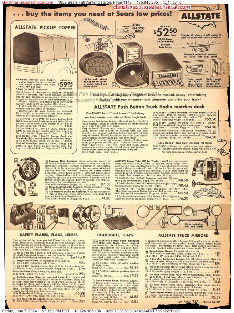 1952 Sears Fall Winter Catalog, Page 1143