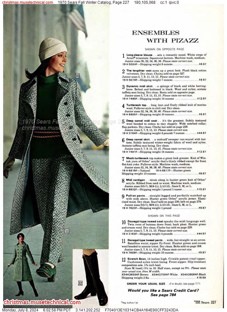 1970 Sears Fall Winter Catalog, Page 227