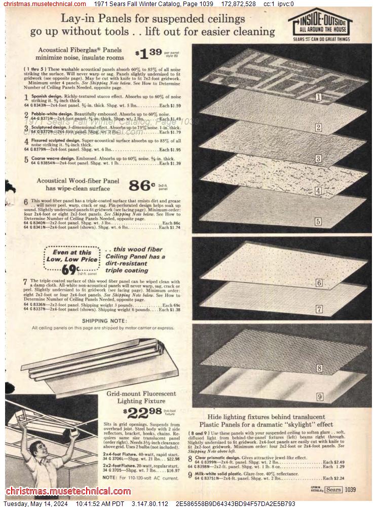 1971 Sears Fall Winter Catalog, Page 1039