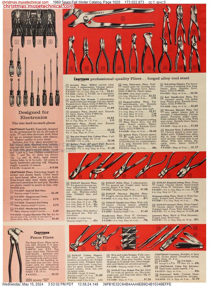1960 Sears Fall Winter Catalog, Page 1020