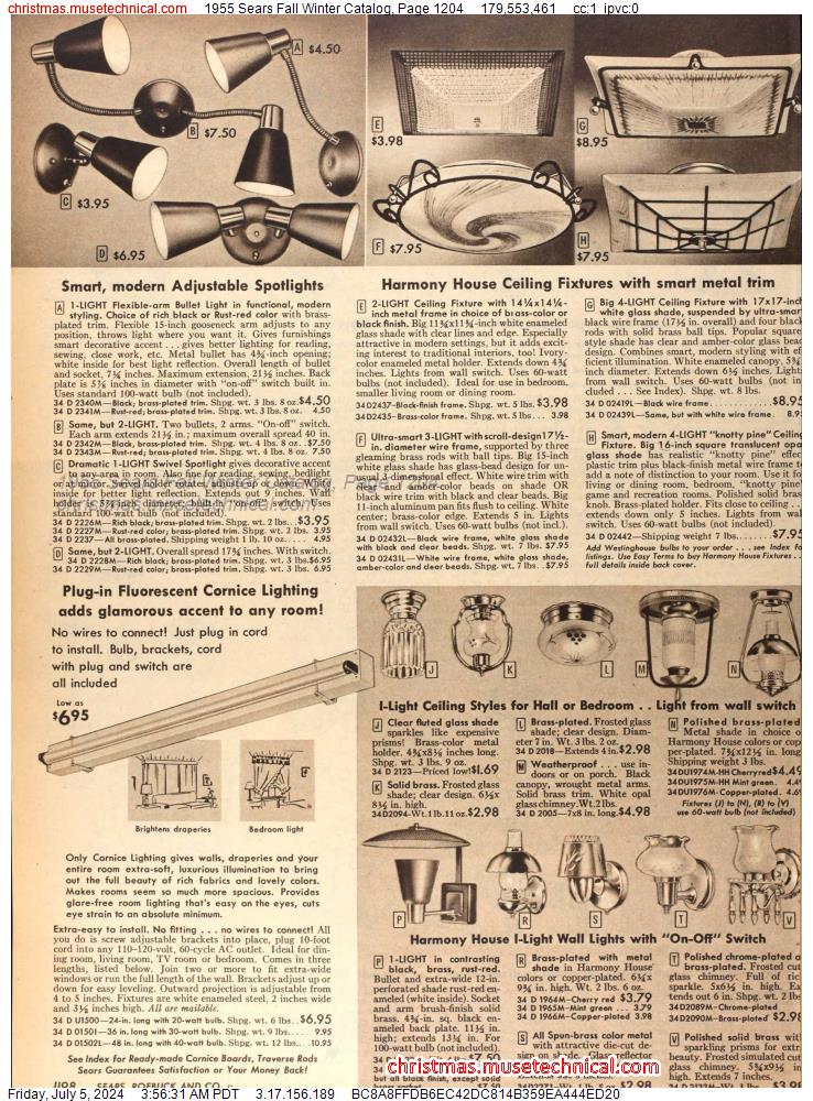 1955 Sears Fall Winter Catalog, Page 1204