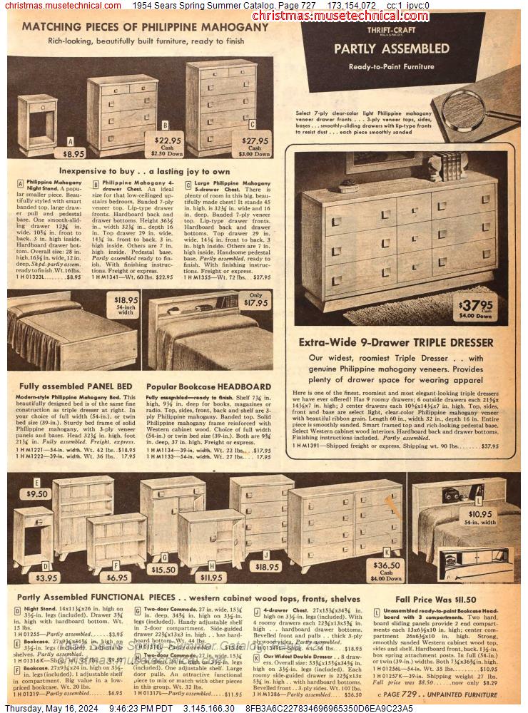 1954 Sears Spring Summer Catalog, Page 727