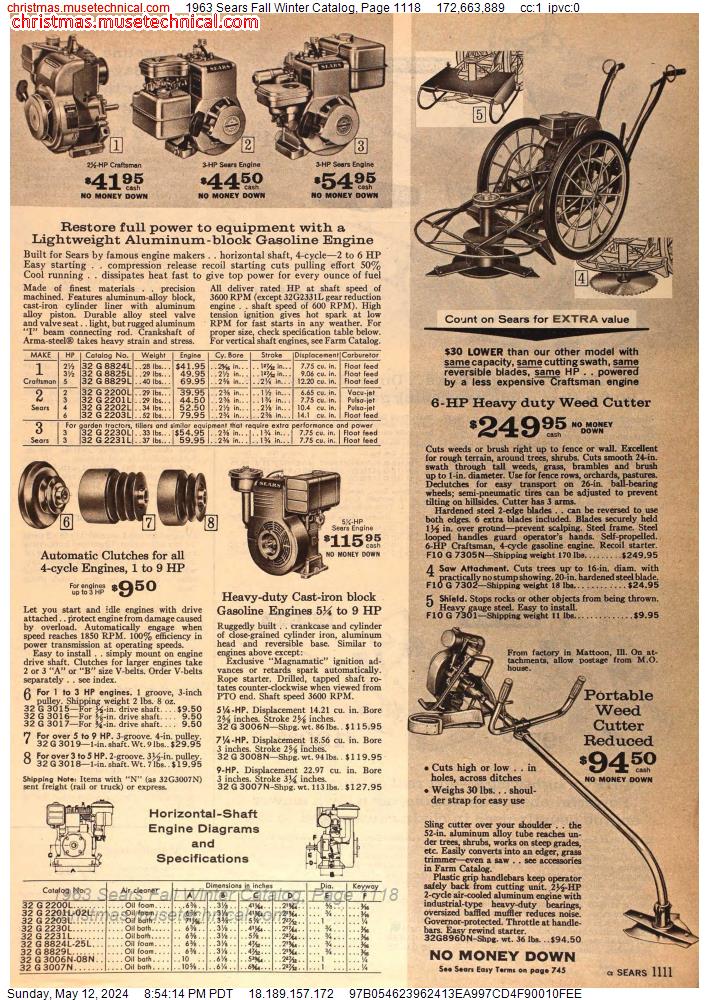 1963 Sears Fall Winter Catalog, Page 1118
