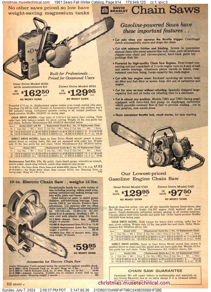 1961 Sears Fall Winter Catalog, Page 914