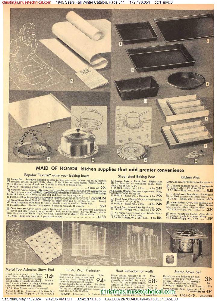 1945 Sears Fall Winter Catalog, Page 511