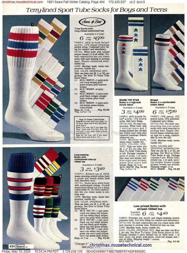 1981 Sears Fall Winter Catalog, Page 494