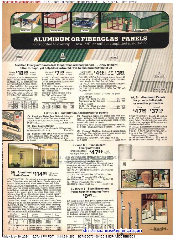 1977 Sears Fall Winter Catalog, Page 961