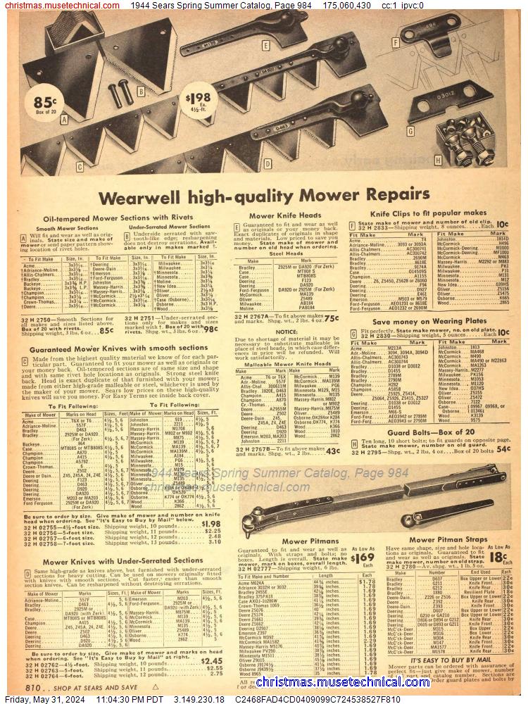 1944 Sears Spring Summer Catalog, Page 984