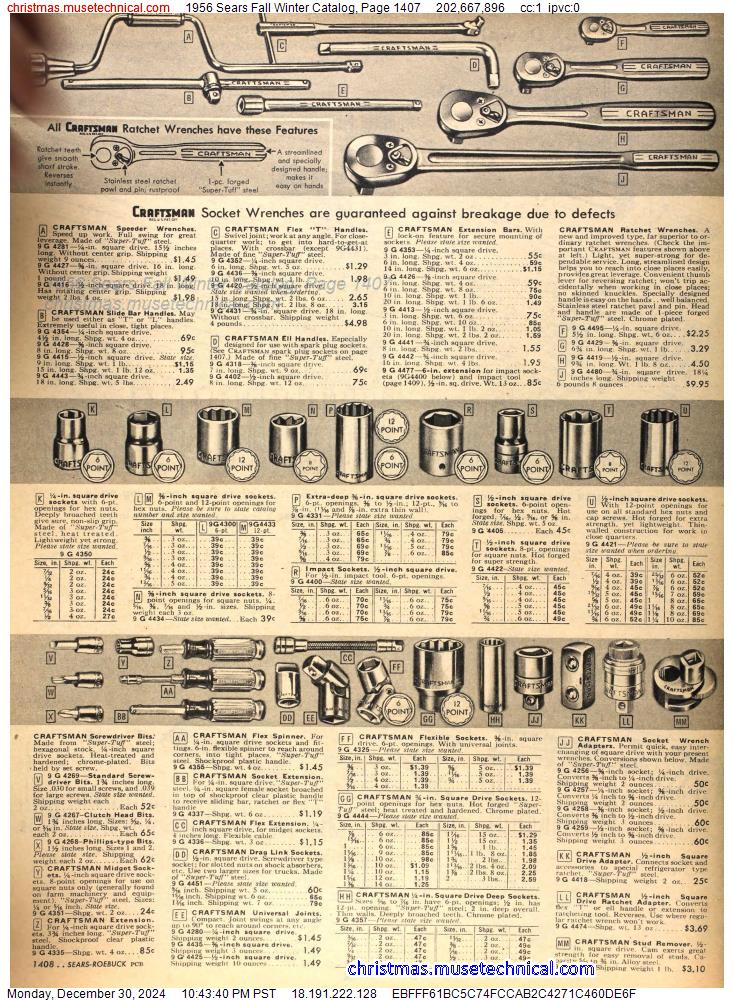 1956 Sears Fall Winter Catalog, Page 1407