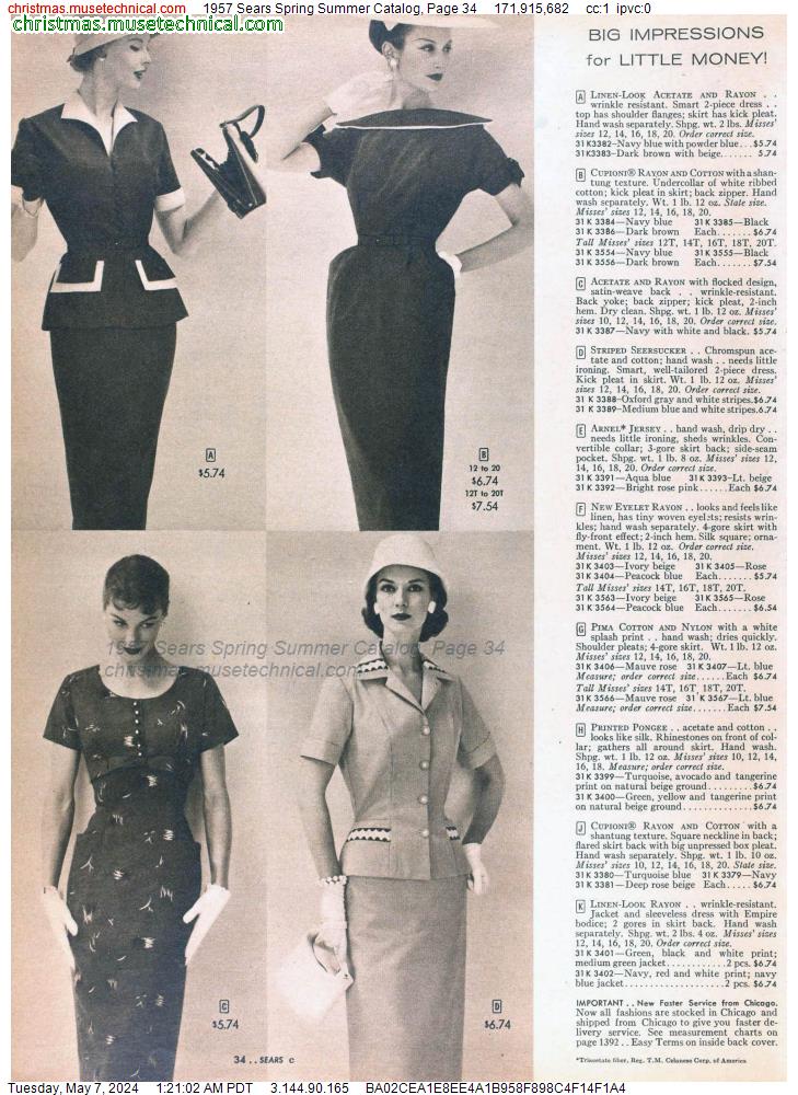 1957 Sears Spring Summer Catalog, Page 34
