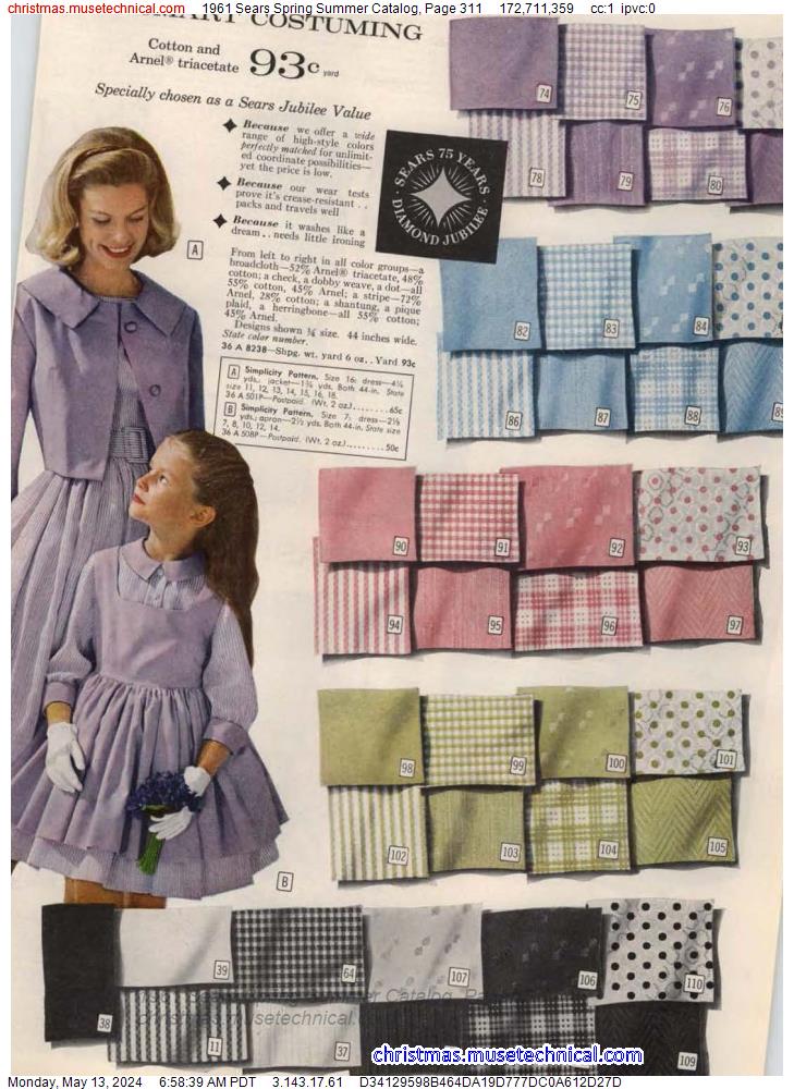 1961 Sears Spring Summer Catalog, Page 311