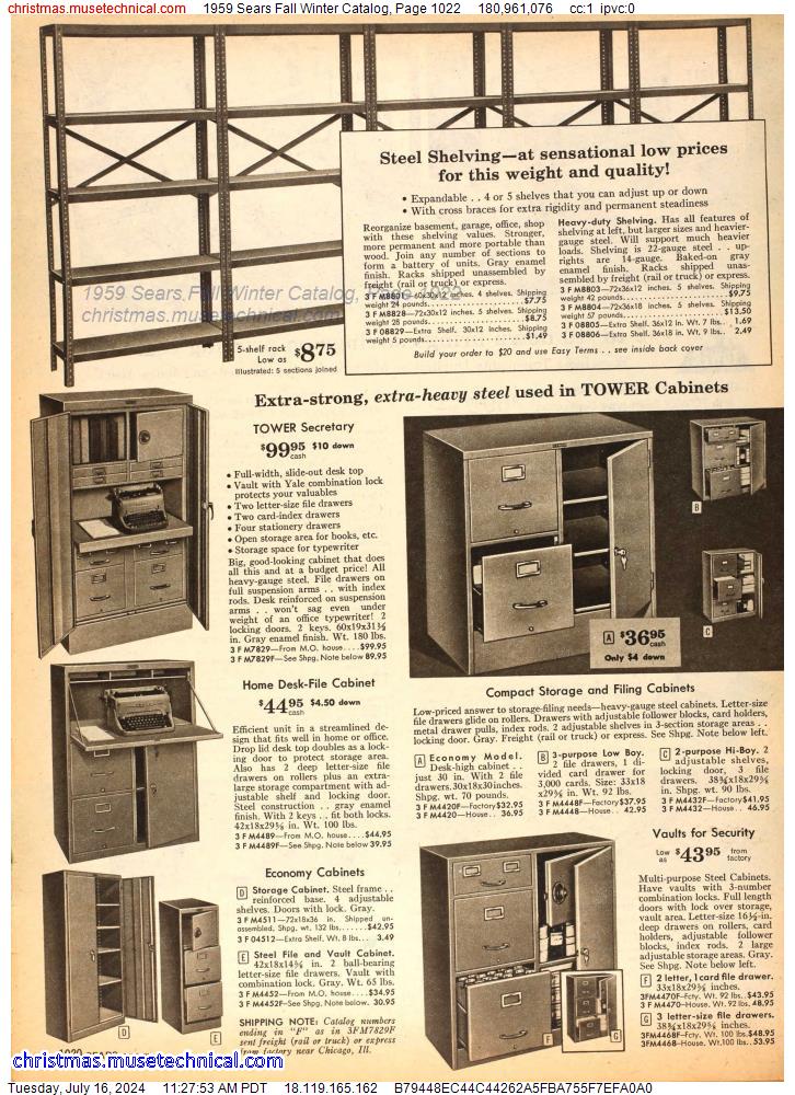 1959 Sears Fall Winter Catalog, Page 1022