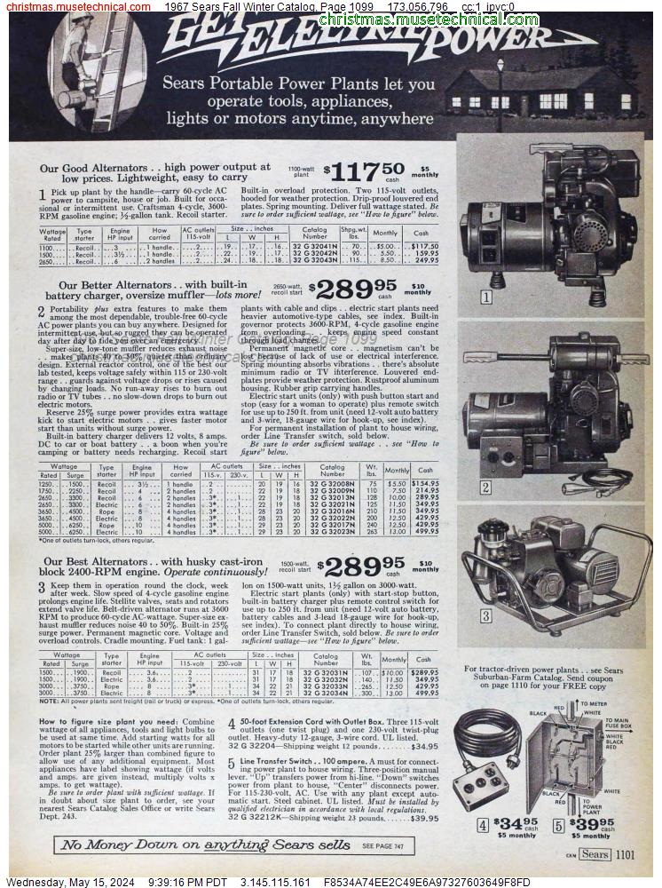 1967 Sears Fall Winter Catalog, Page 1099