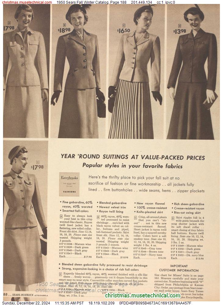 1950 Sears Fall Winter Catalog, Page 188