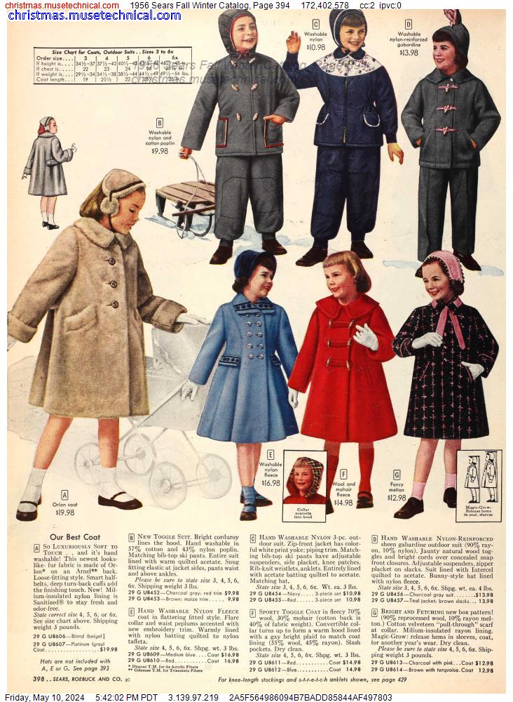 1956 Sears Fall Winter Catalog, Page 394