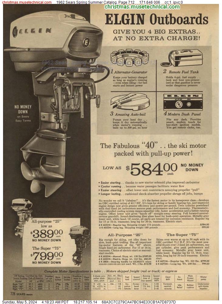 1962 Sears Spring Summer Catalog, Page 712